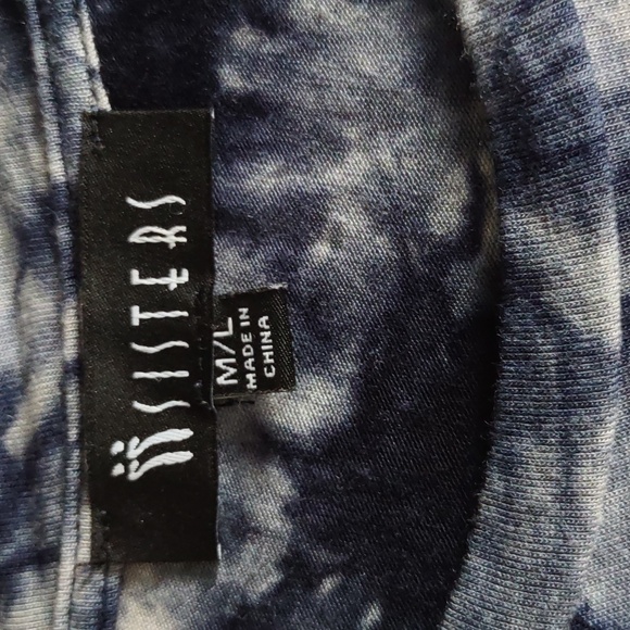 Two Sisters M/L Blue Tie Dye High Low Asymmetrical Hem Quarter Sleeve Tunic Top - Picture 3 of 13